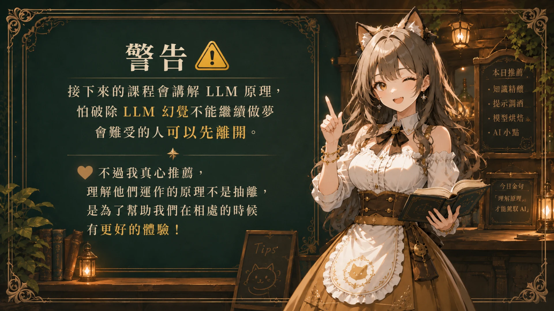 課程開始前的提醒:接下來會講解 LLM 原理,可能會破除一些對 AI 的幻想