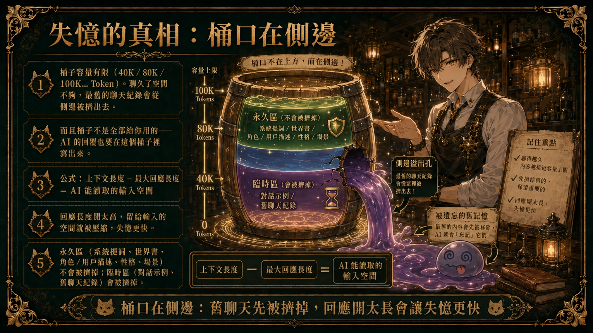 失憶的真相:桶子裝滿後從側邊溢出,被擠掉的永遠是最舊的對話