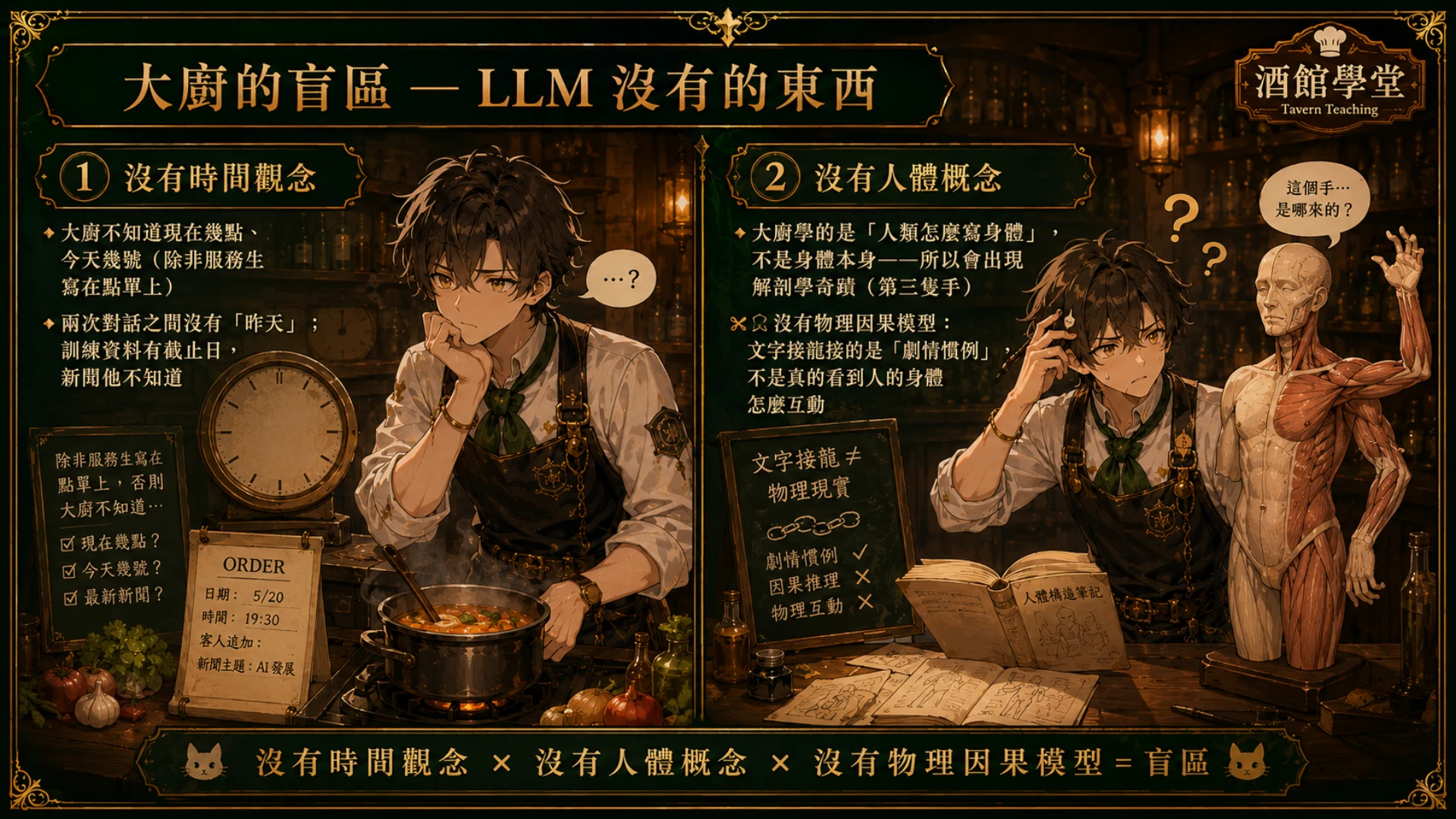 大廚的盲區：沒有時間觀念、沒有人體概念