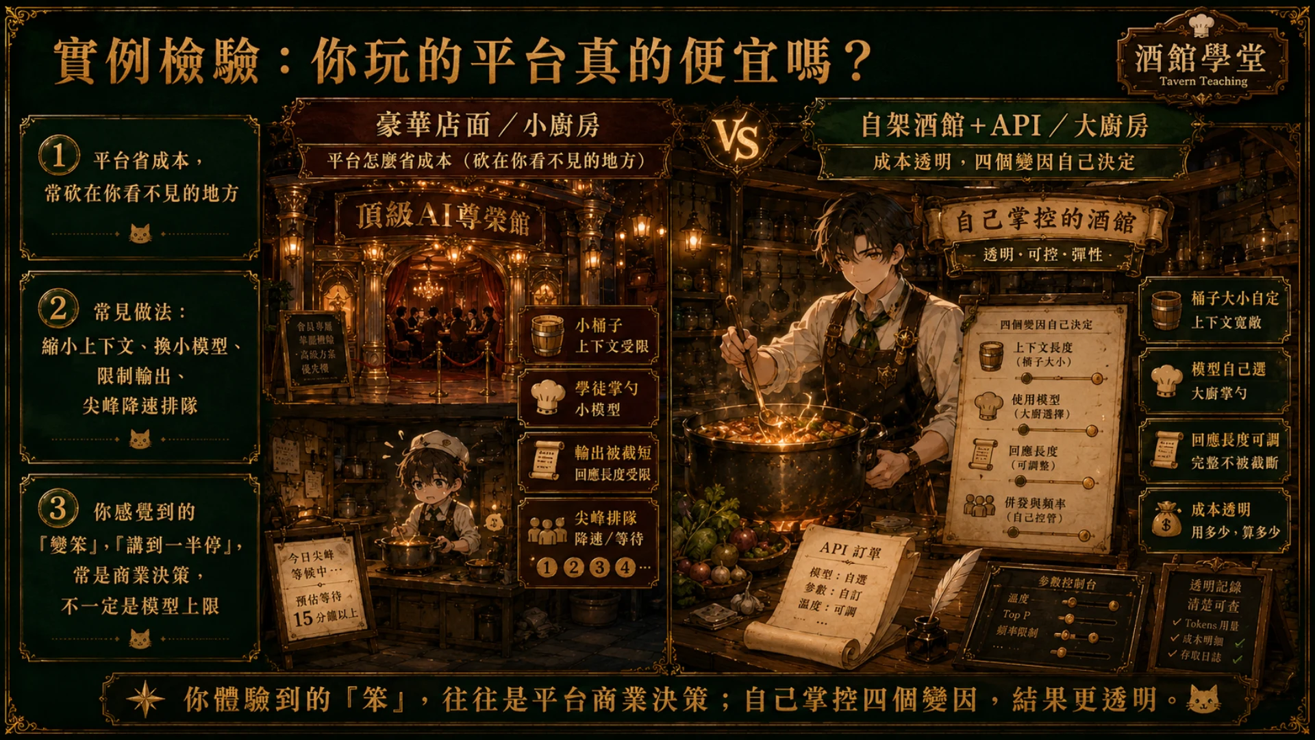 平台真的便宜嗎：豪華店面（平台）把成本砍在看不見的地方，自架酒館四個變因全透明